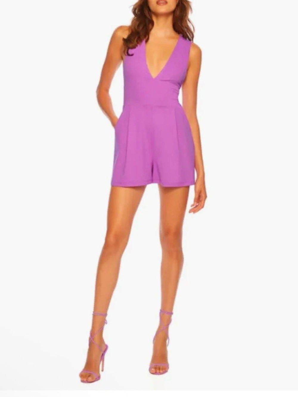 Susana Monaco Cross Back V-Neck Romper in Snapdragon at Nordstrom